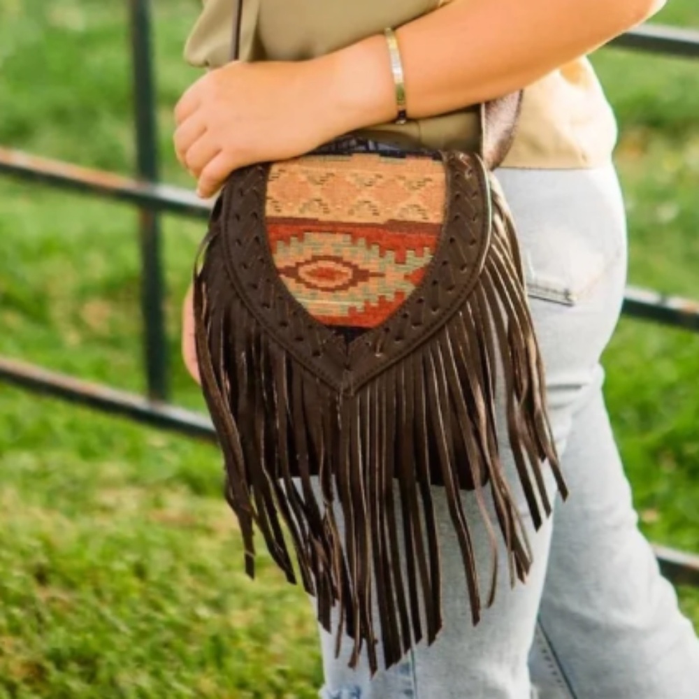 NWT - Fringed Cowgirl Flap Bag Crossbody - America West